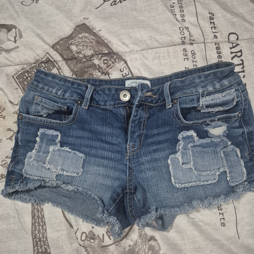 American Eagle Blue Distressed Jean Shorts